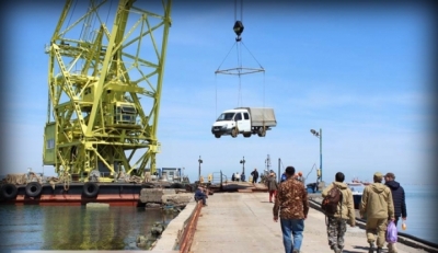 На Тузле заметили строительную технику