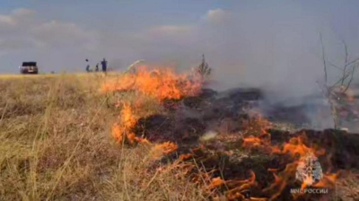 В Симферопольском районе произошел пожар на 150-ти гектарах