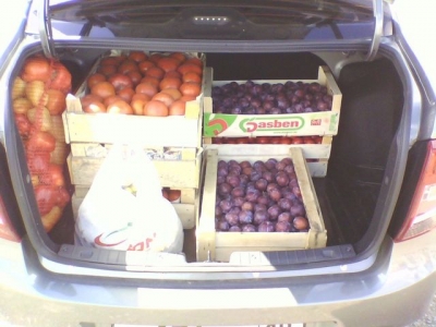 Крымчане везут домой фрукты, овощи и картошку