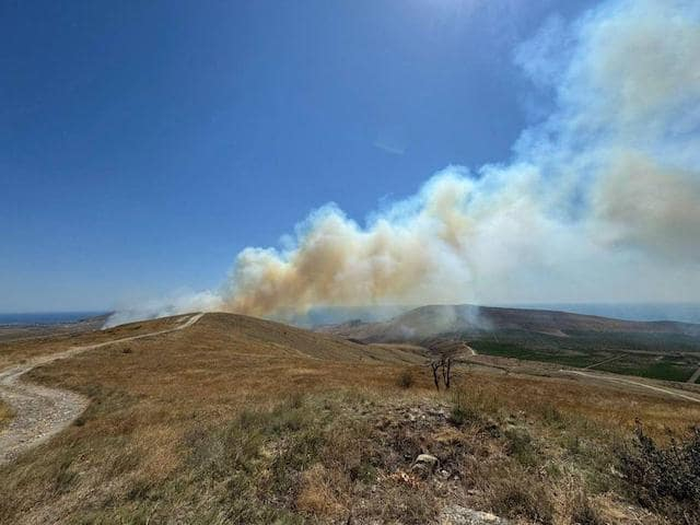 Семь часов пожарные тушили степной пожар под Феодосией