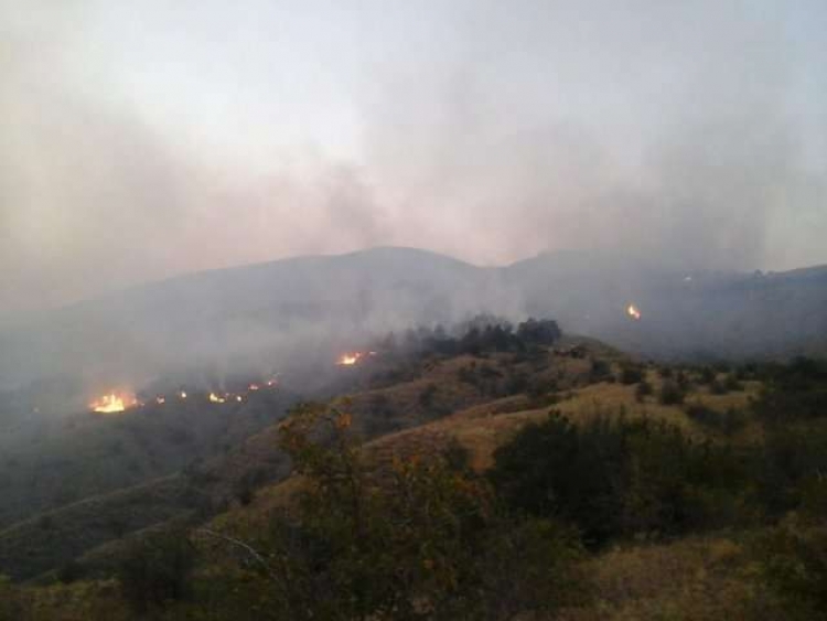 Двое суток в Крыму бушует пожар в горах